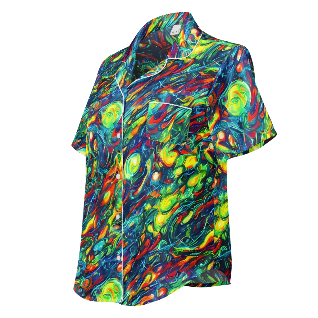 Chromatic Torrent on Women's Short Sleeve Pajama Top — Left Front