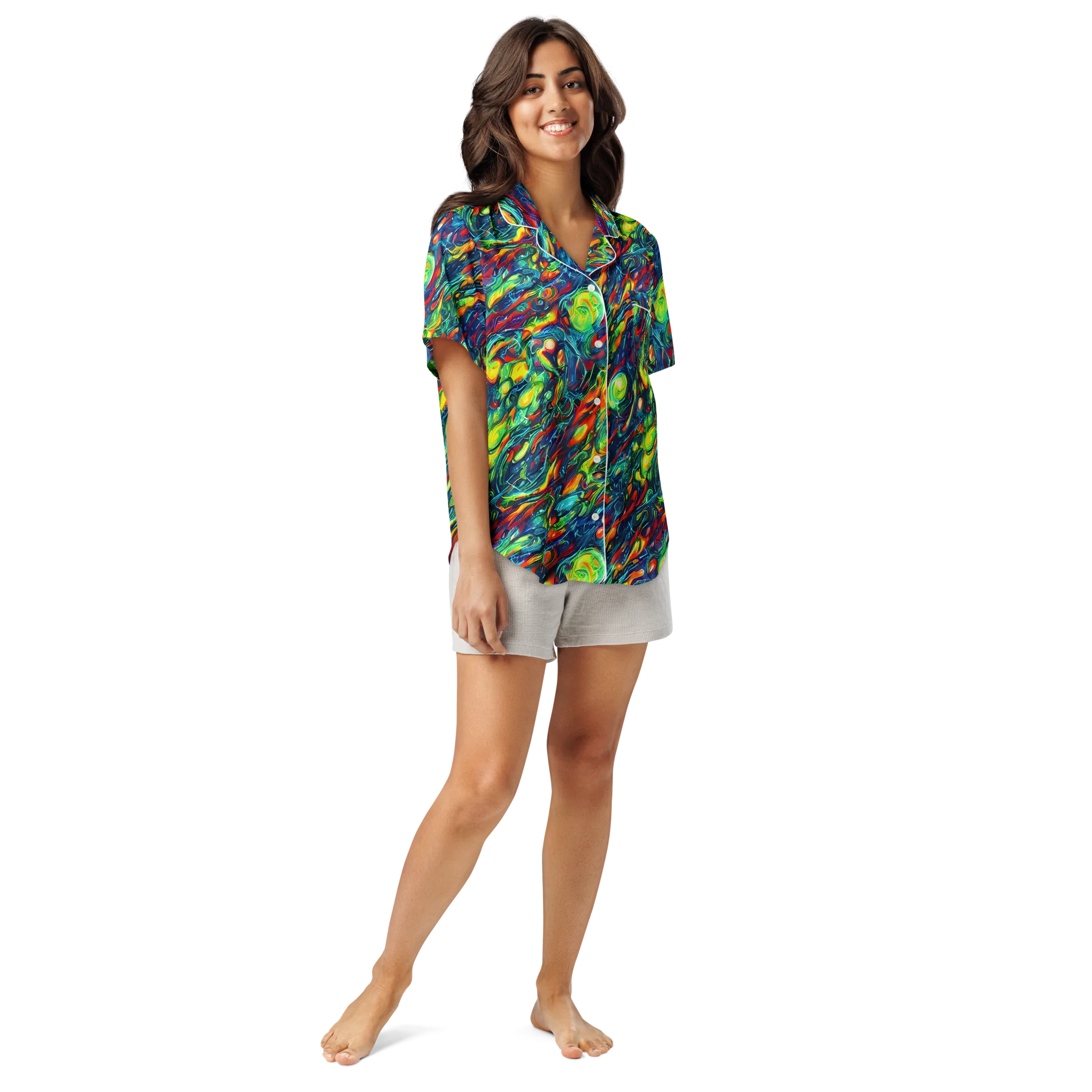 Chromatic Torrent on Women's Short Sleeve Pajama Top — Front