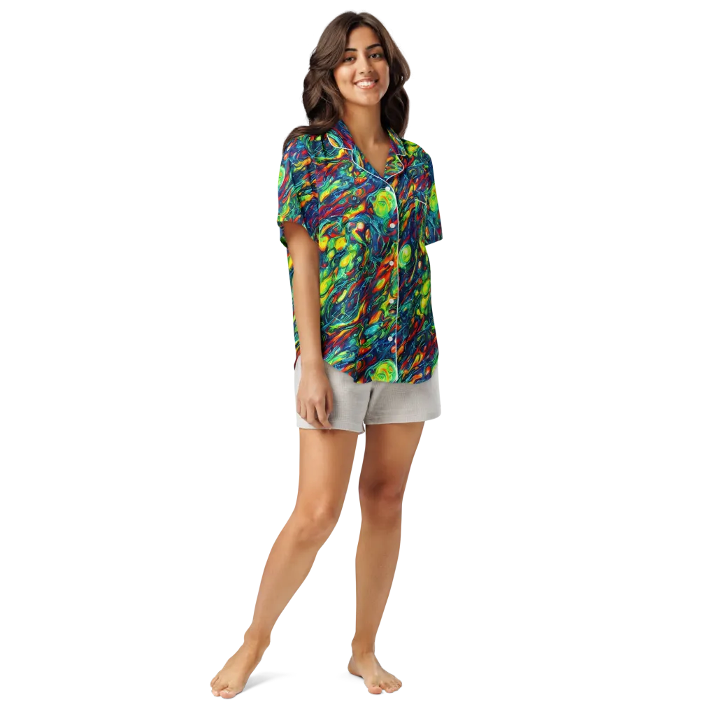 Chromatic Torrent on Women's Short Sleeve Pajama Top — Front