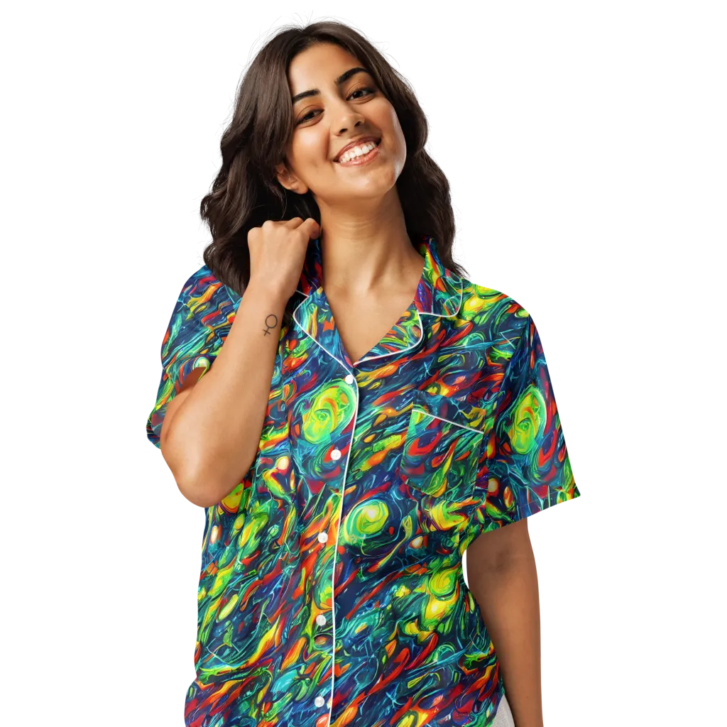 Chromatic Torrent on Women's Short Sleeve Pajama Top — Front