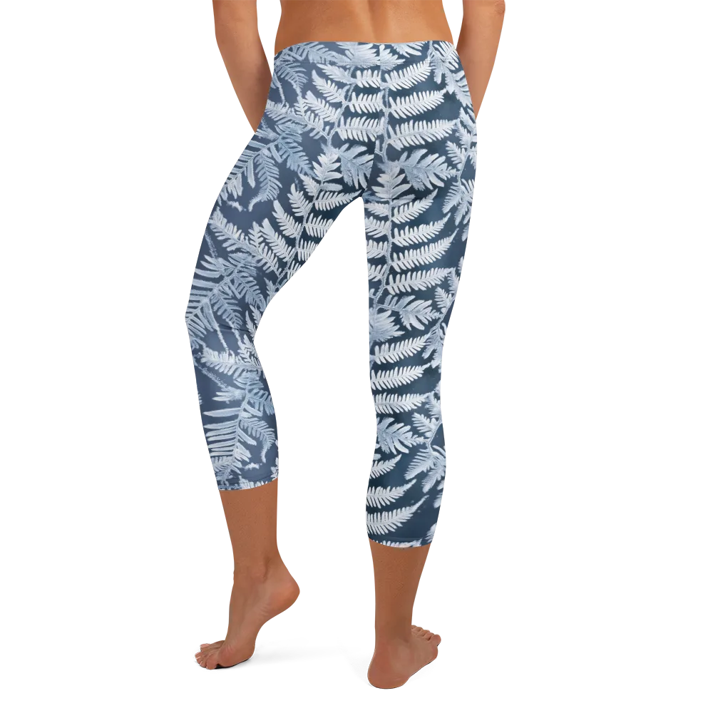 Winter Frond on Capri Leggings — Back