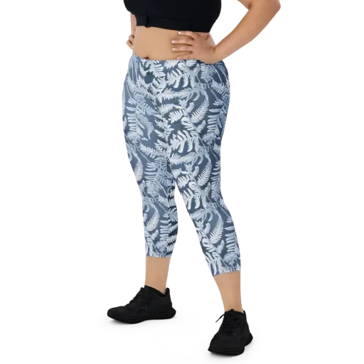 Winter Frond on a Capri Leggings