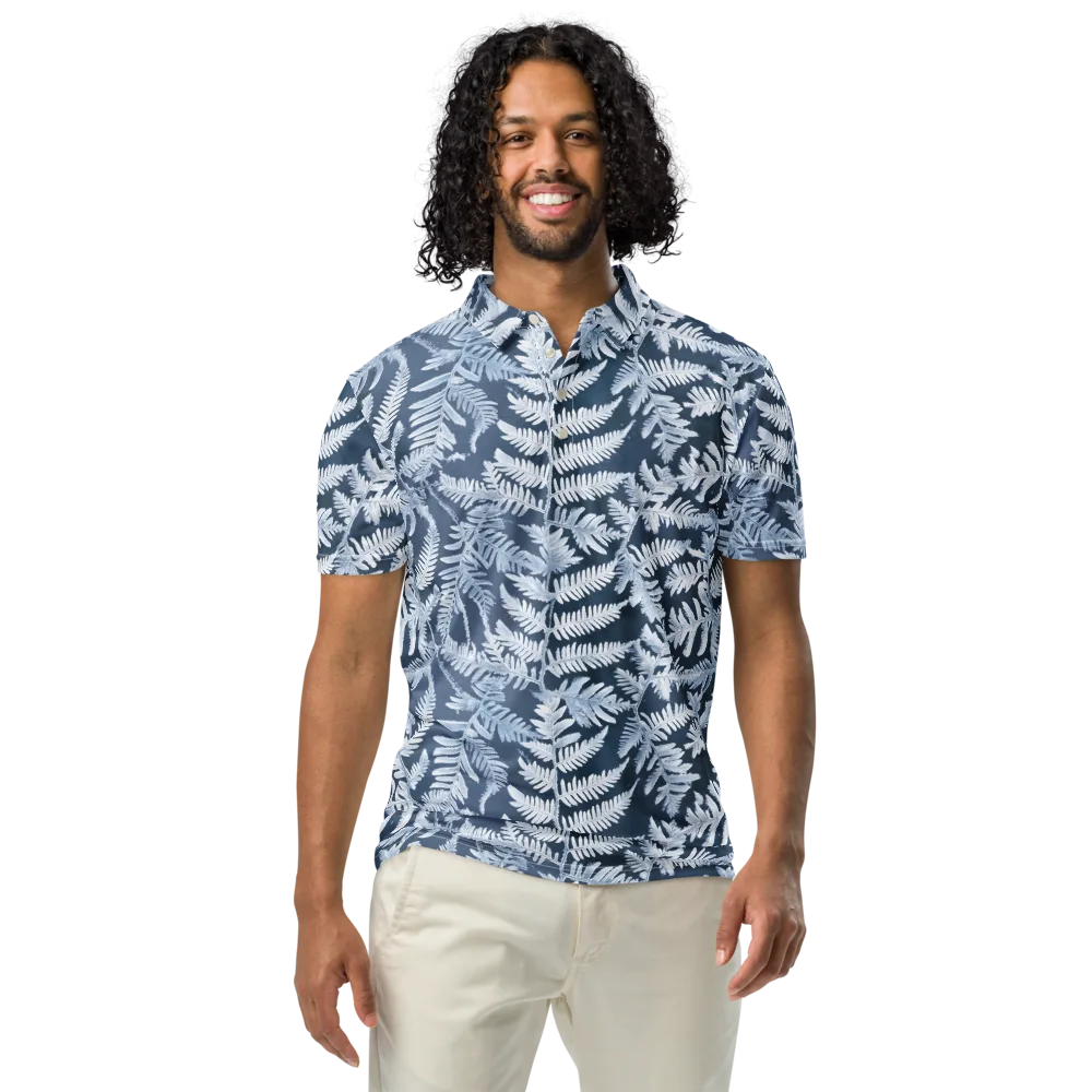Winter Frond on Men's Slim Fit Polo Shirt — Front