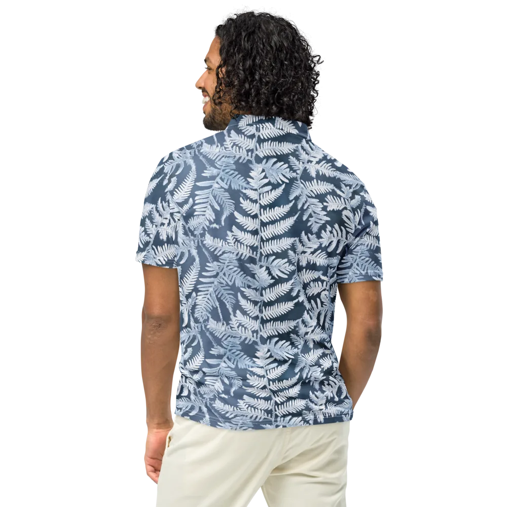 Winter Frond on Men's Slim Fit Polo Shirt — Back