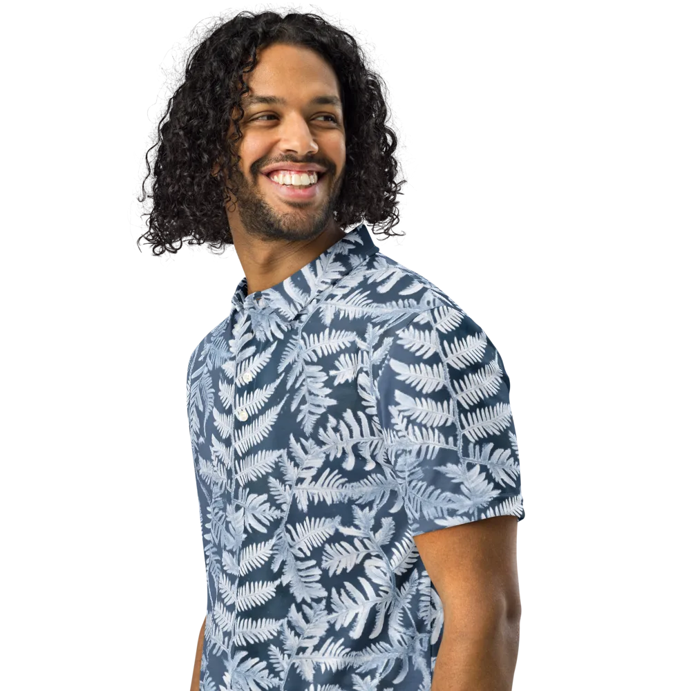 Winter Frond on Men's Slim Fit Polo Shirt — Left Front