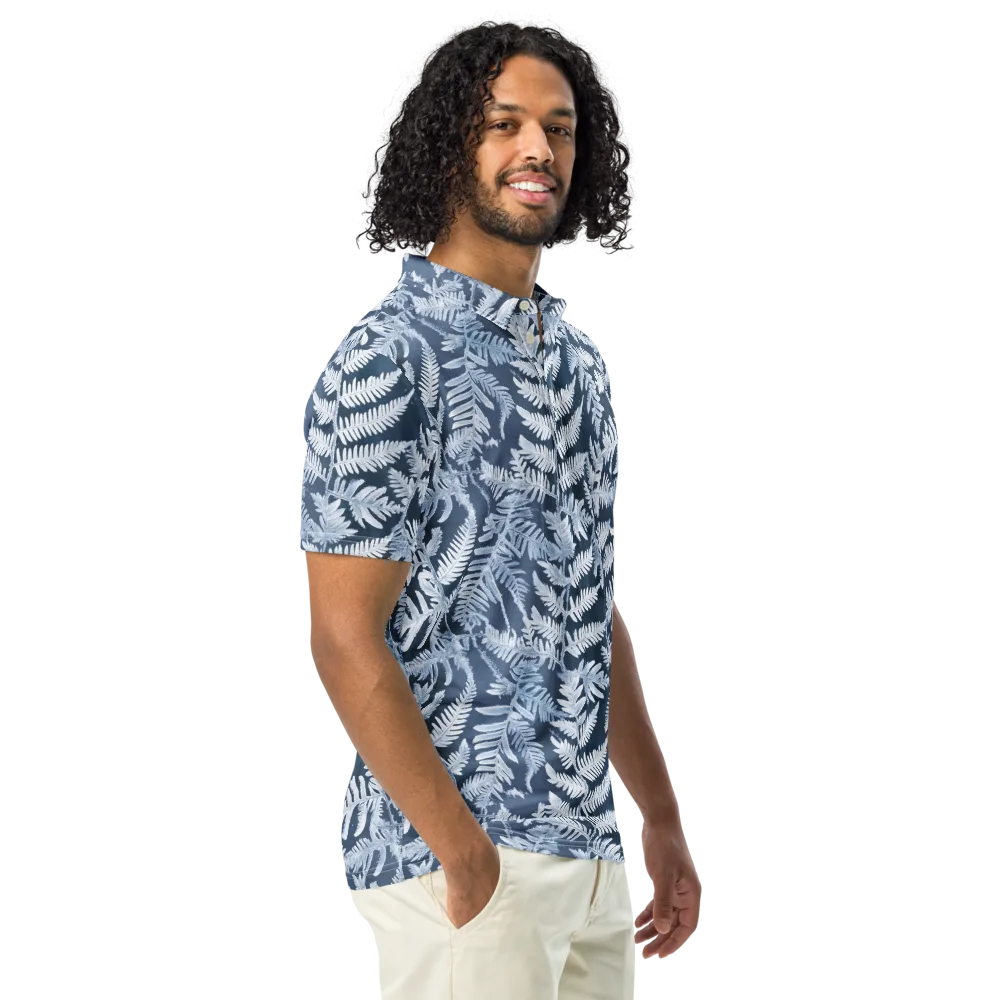 Winter Frond on Men's Slim Fit Polo Shirt — Right Front