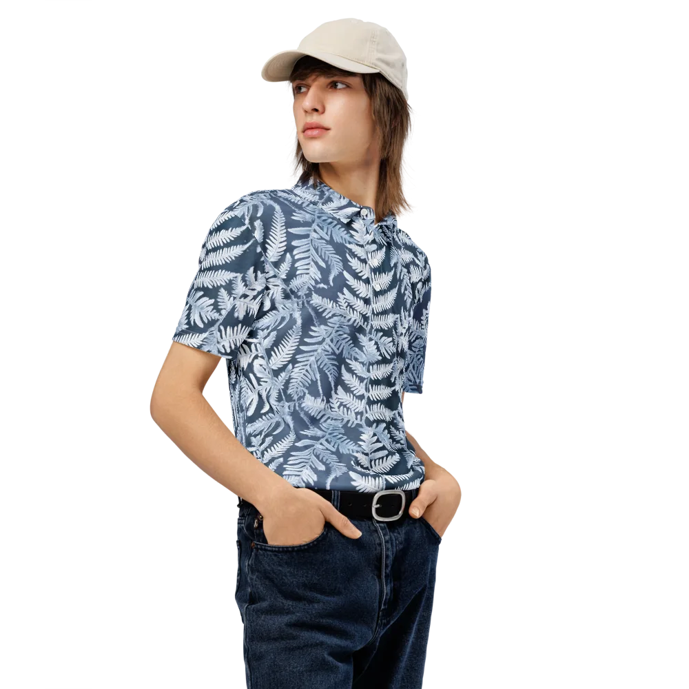 Winter Frond on Men's Slim Fit Polo Shirt — Right Front