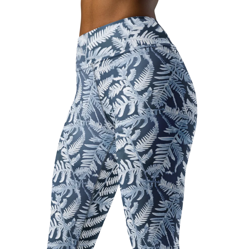 Winter Frond on Yoga Leggings — Left Front