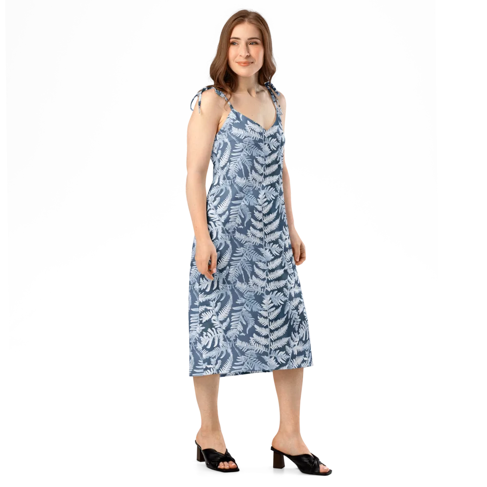 Winter Frond on Slip Dress — Right Front