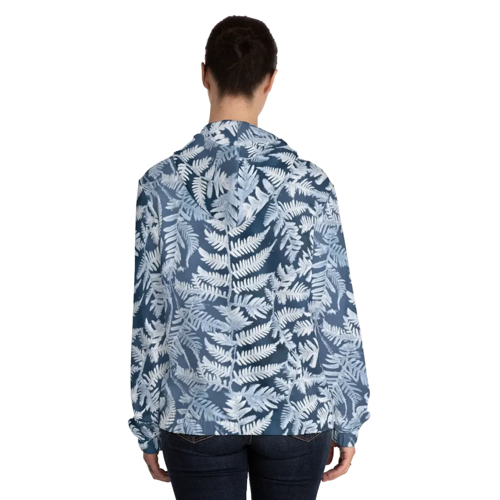 Winter Frond on Women's Full-Zip Hoodie — Back On Person