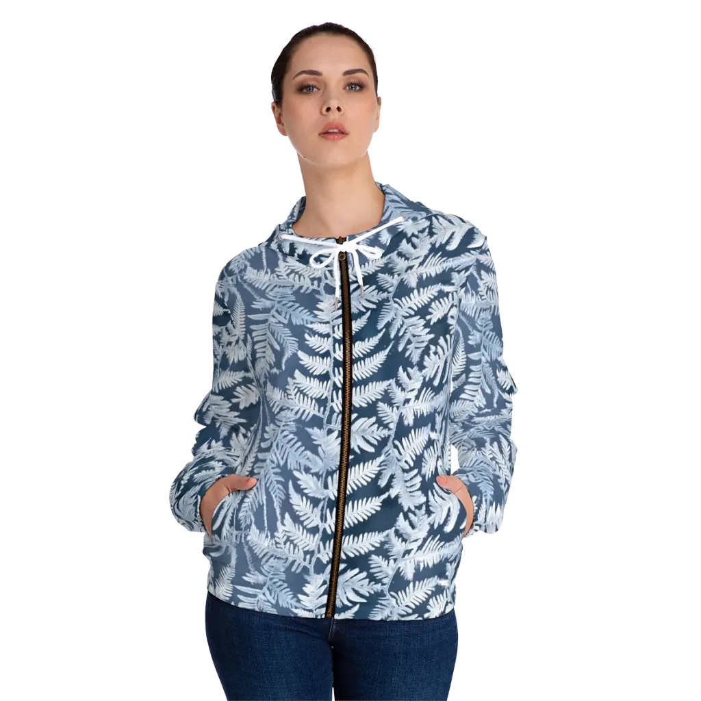 Winter Frond on Women's Full-Zip Hoodie — Front On Person