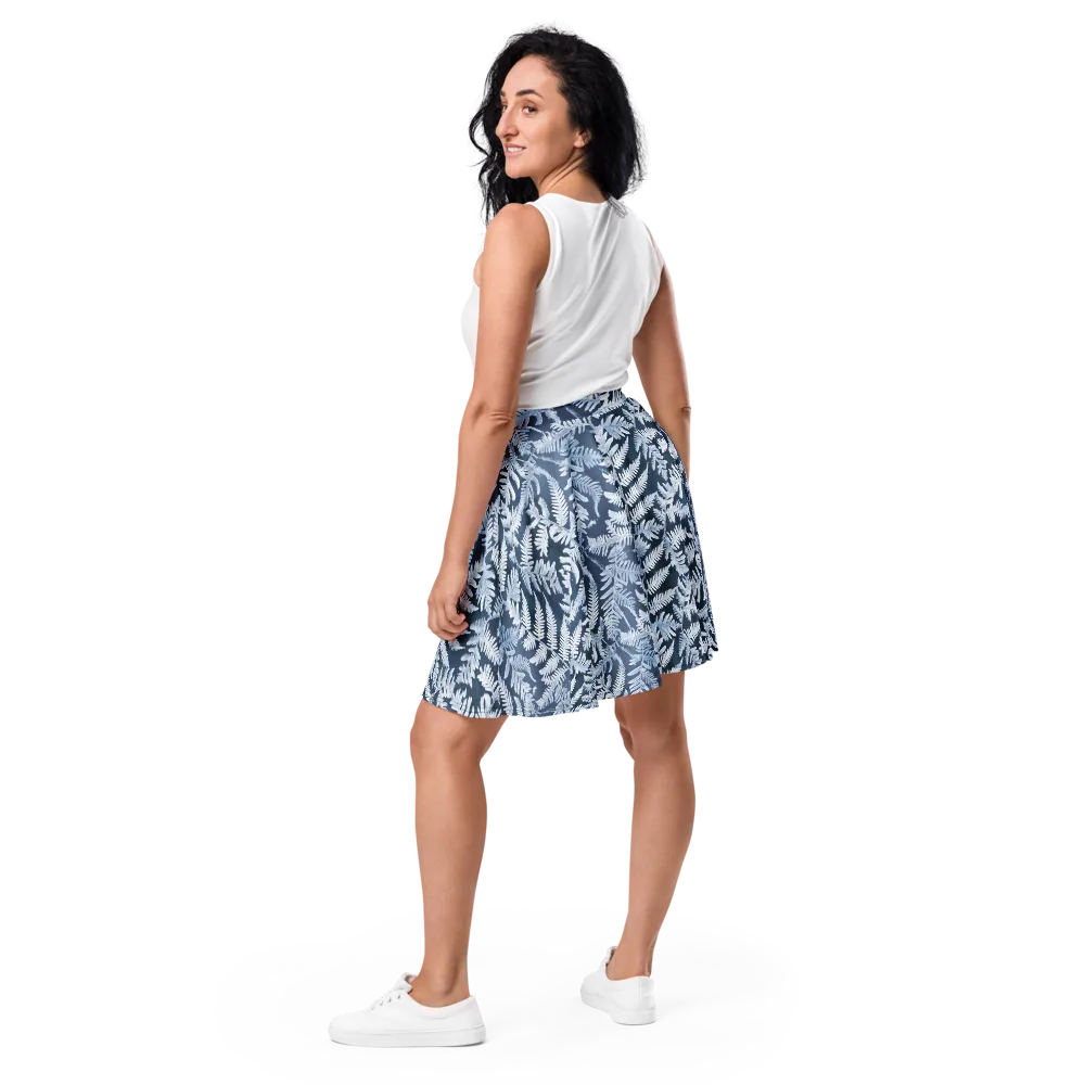 Winter Frond on Skater Skirt — Back