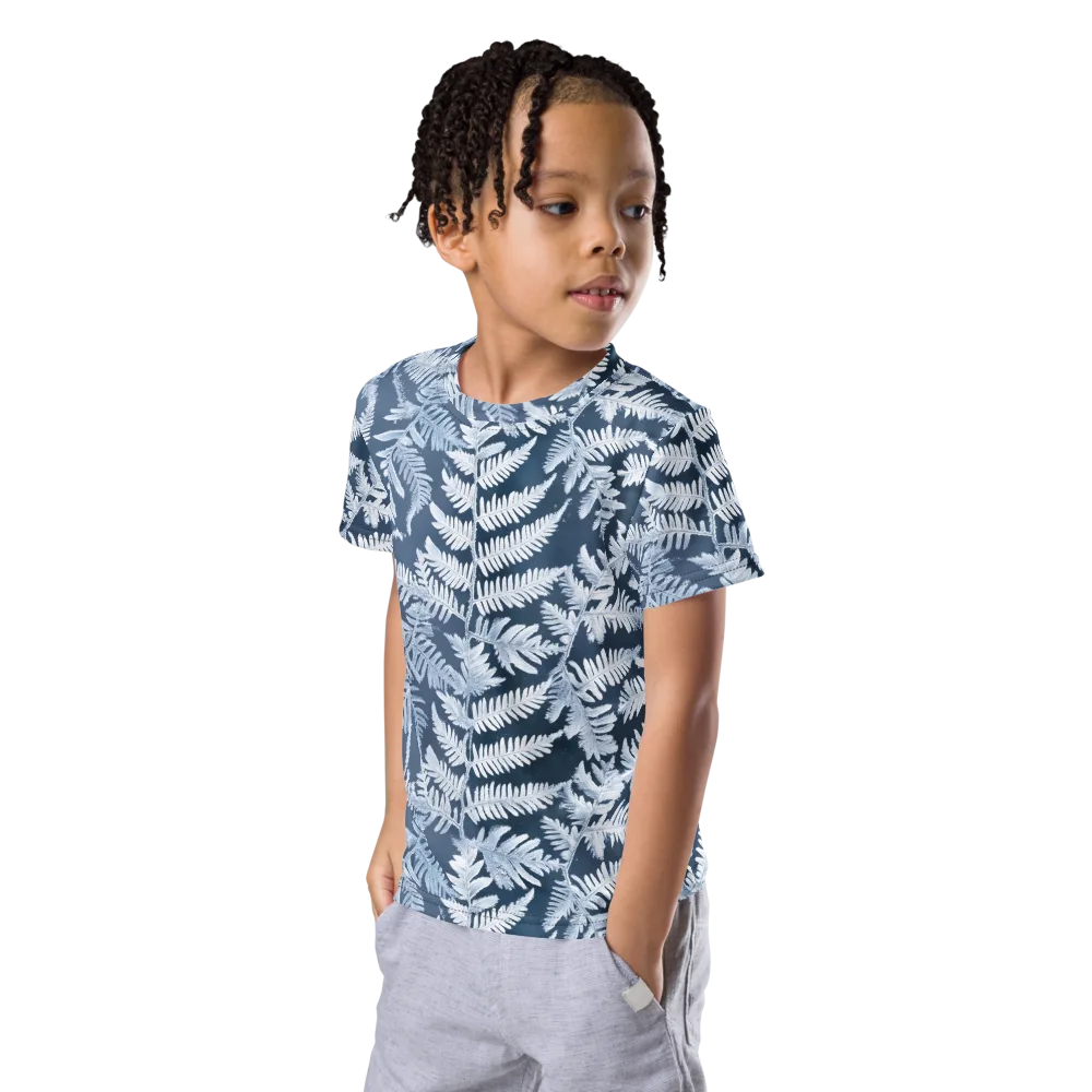 Winter Frond on Kids Crew Neck T-Shirt — Left Front