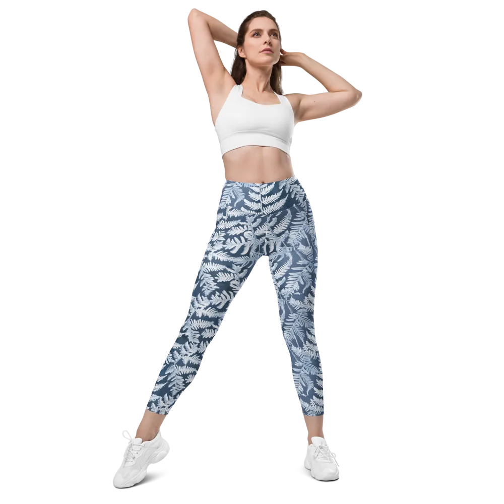 Winter Frond on Leggings with Pockets — Front