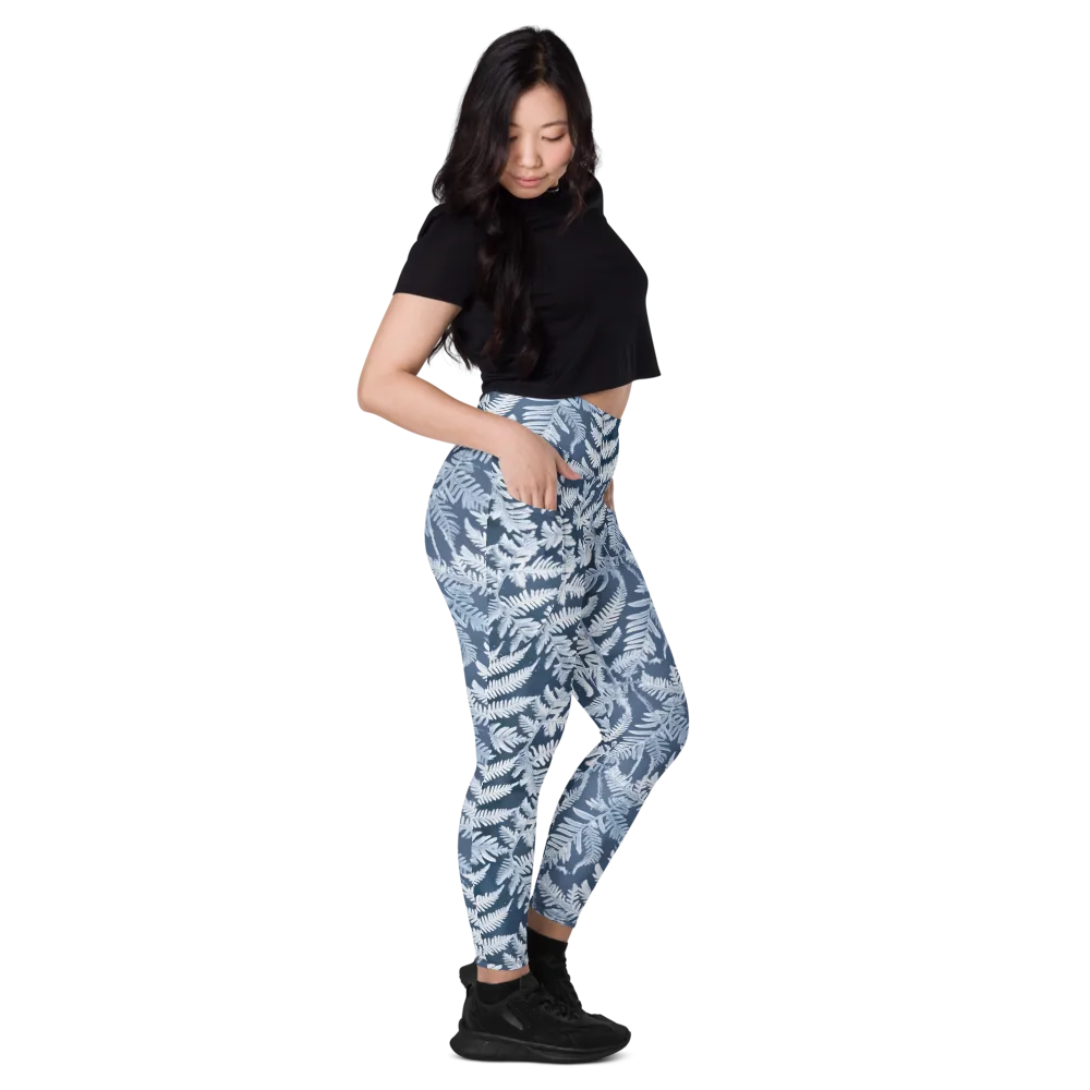 Winter Frond on Leggings with Pockets — Right