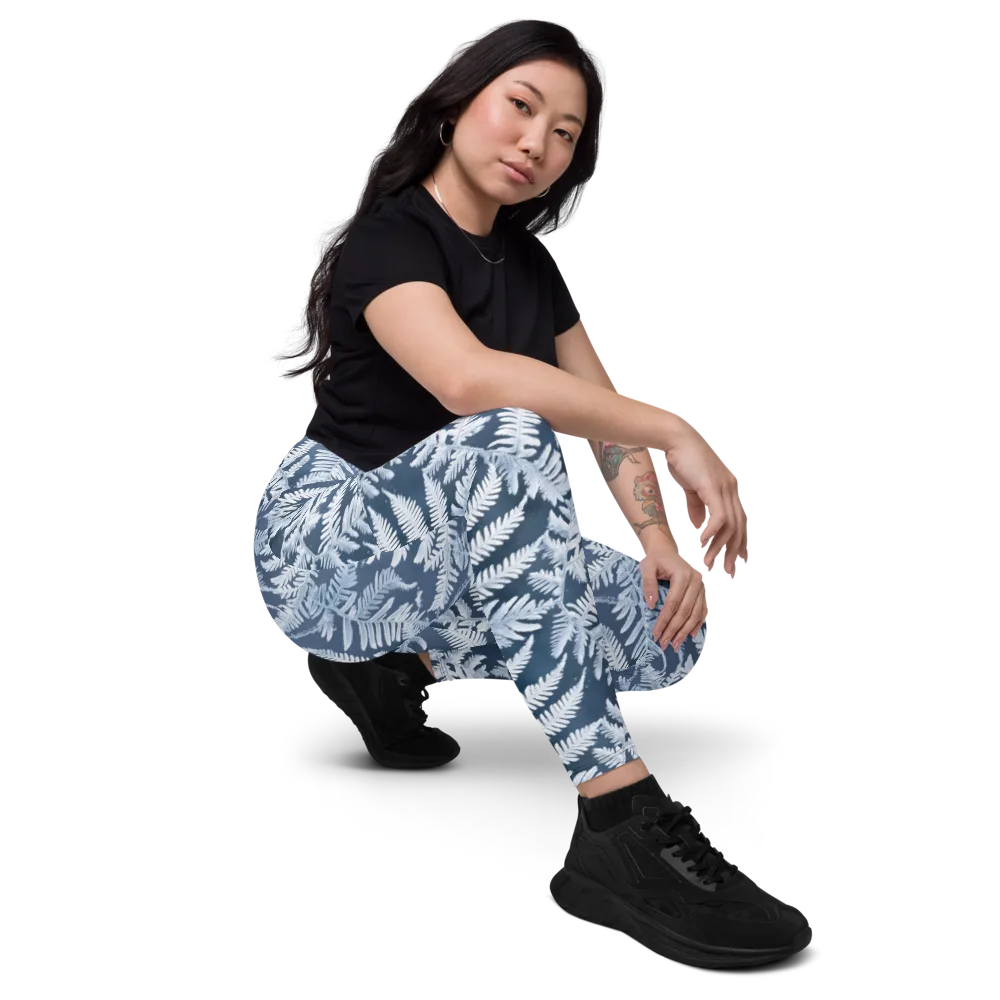 Winter Frond on Leggings with Pockets — Right Front