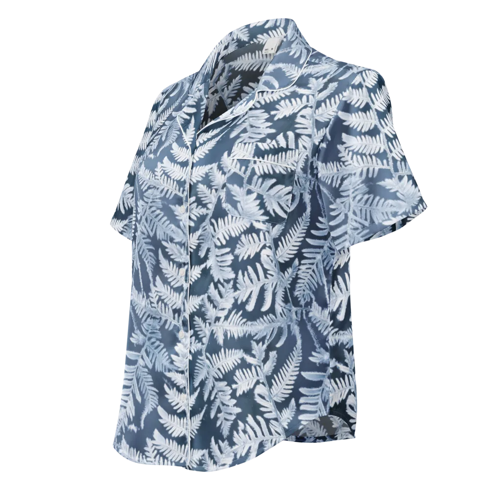 Winter Frond on Women's Short Sleeve Pajama Top — Left Front