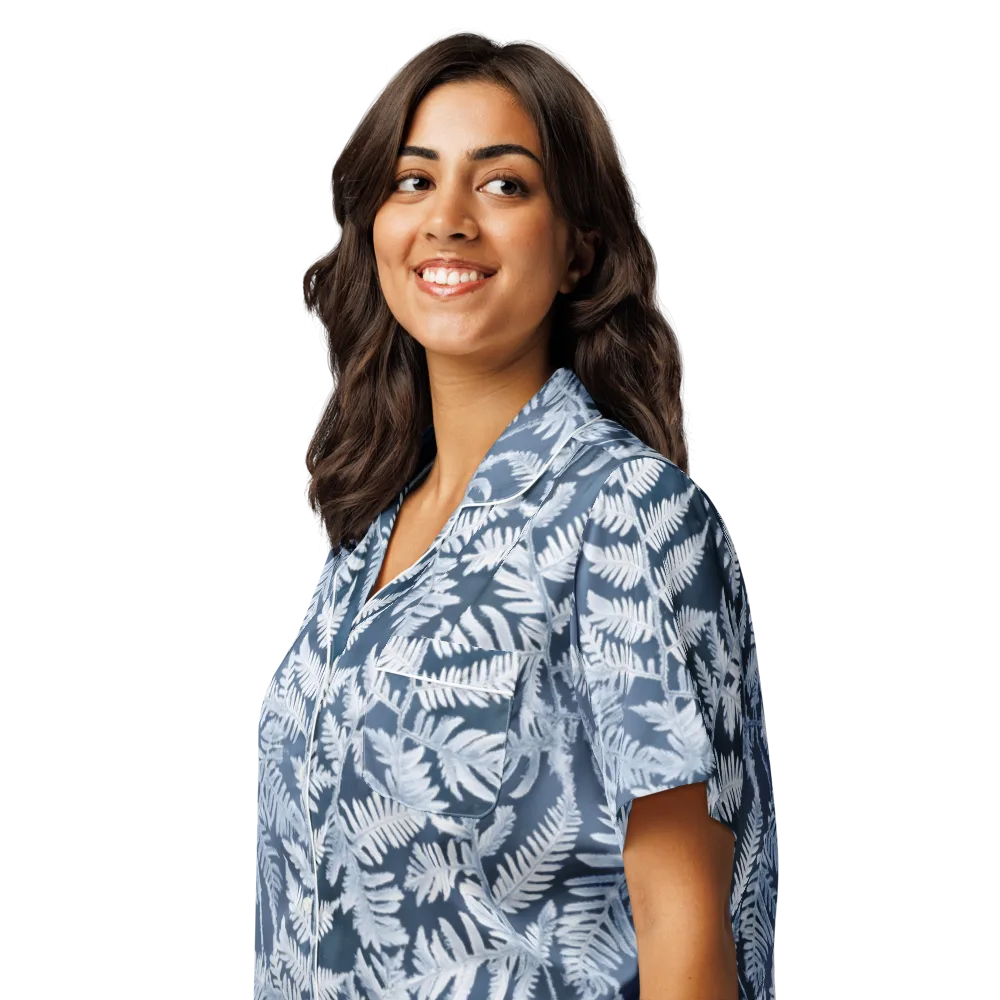 Winter Frond on Women's Short Sleeve Pajama Top — Left Front