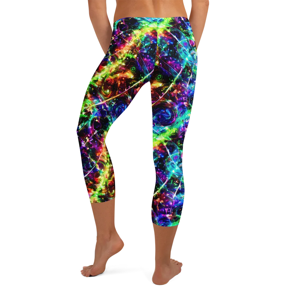Electric Kaleidoscope on Capri Leggings — Back
