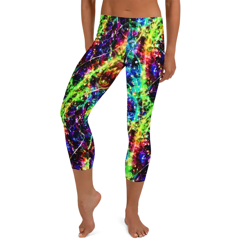 Electric Kaleidoscope on Capri Leggings — Front