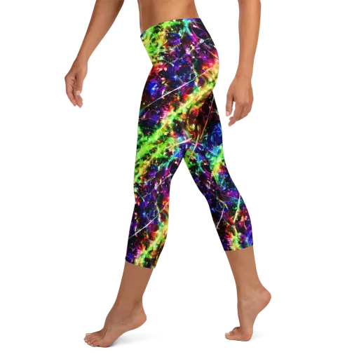 Electric Kaleidoscope on a Capri Leggings