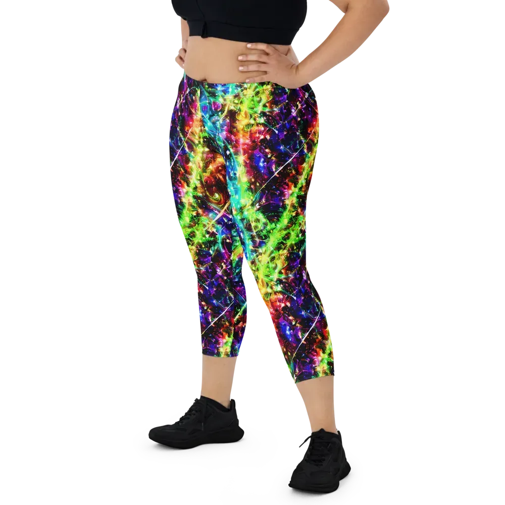Electric Kaleidoscope on Capri Leggings — Front