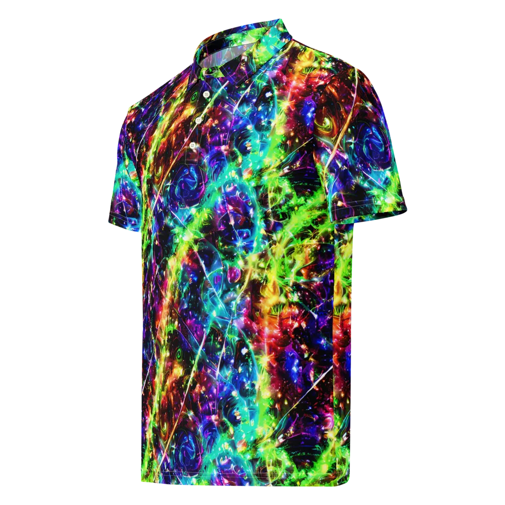 Electric Kaleidoscope on Men's Slim Fit Polo Shirt — Left Front