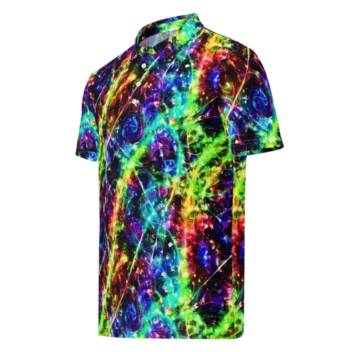 Electric Kaleidoscope on a Men's Slim Fit Polo Shirt