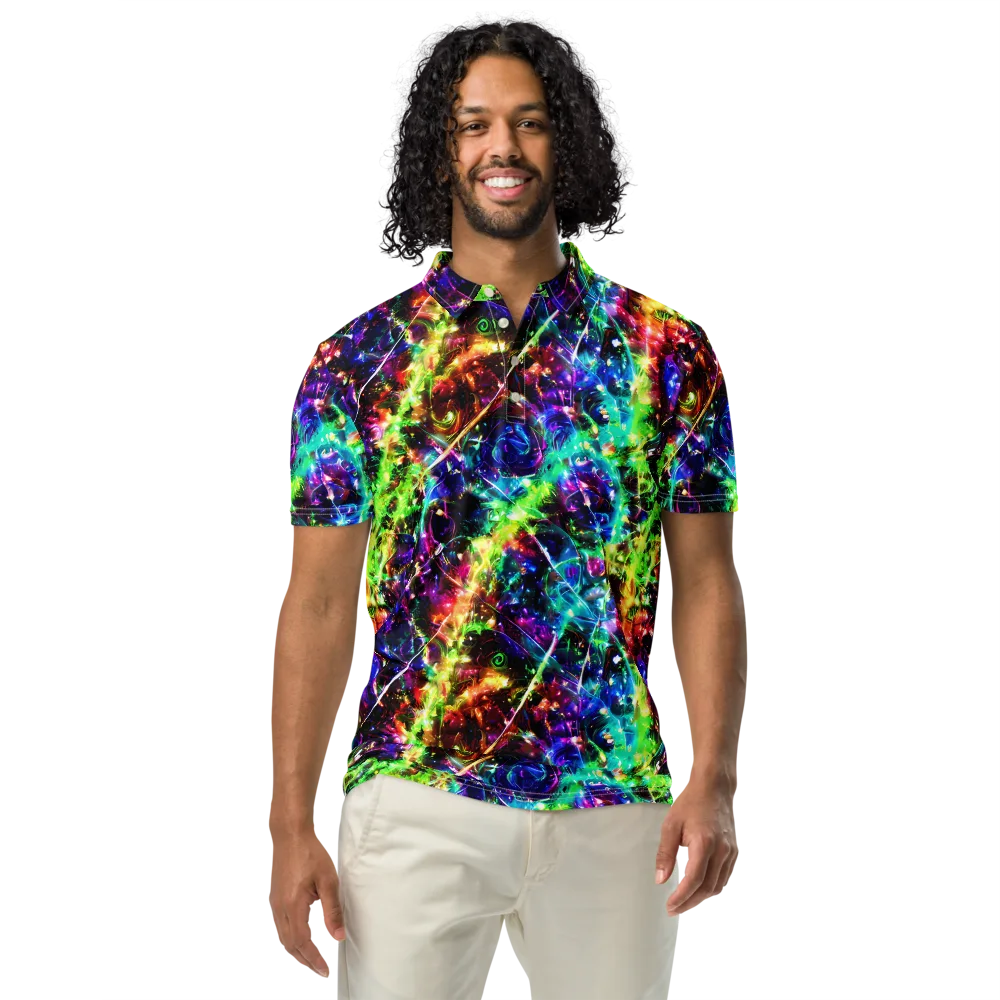 Electric Kaleidoscope on Men's Slim Fit Polo Shirt — Front