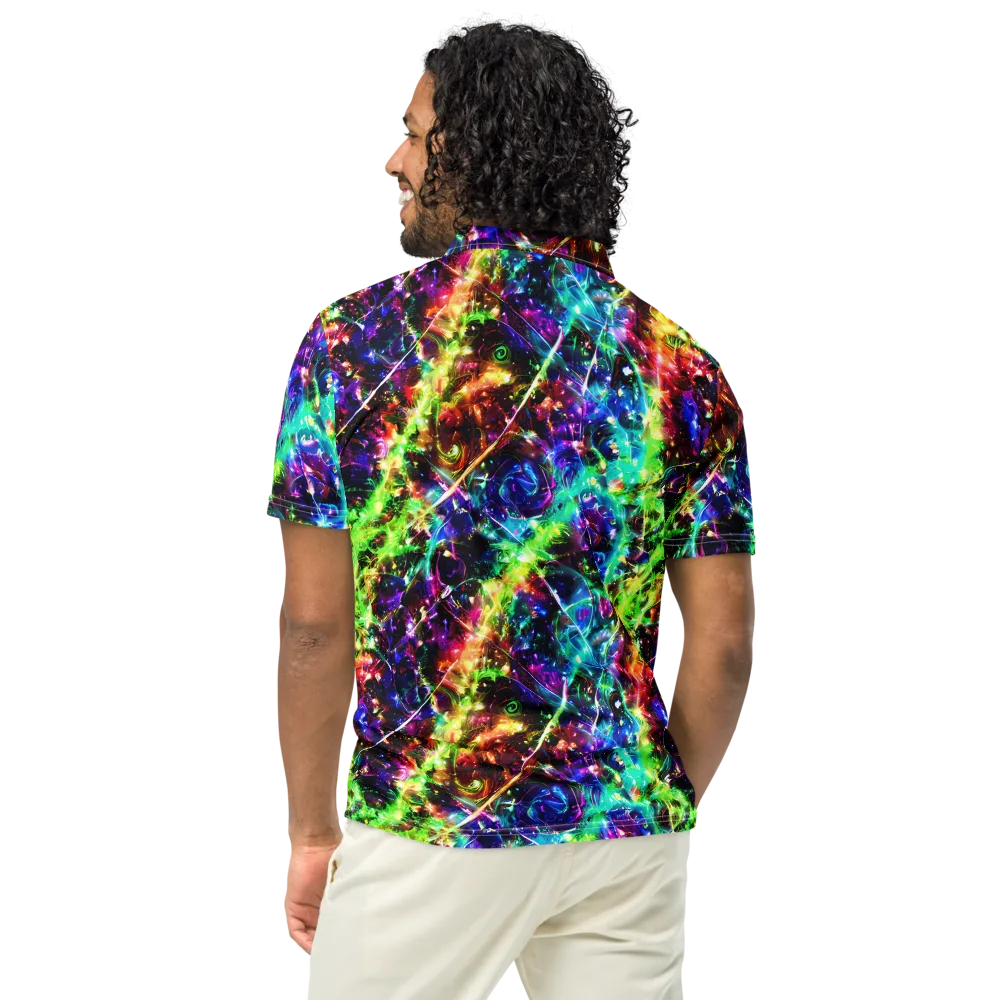 Electric Kaleidoscope on Men's Slim Fit Polo Shirt — Back