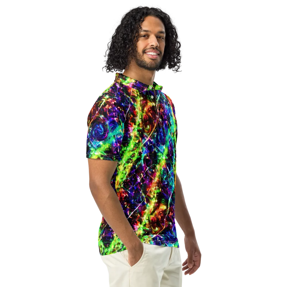 Electric Kaleidoscope on Men's Slim Fit Polo Shirt — Right Front