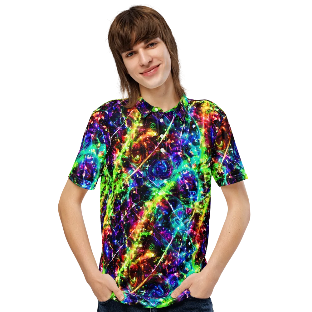 Electric Kaleidoscope on Men's Slim Fit Polo Shirt — Front