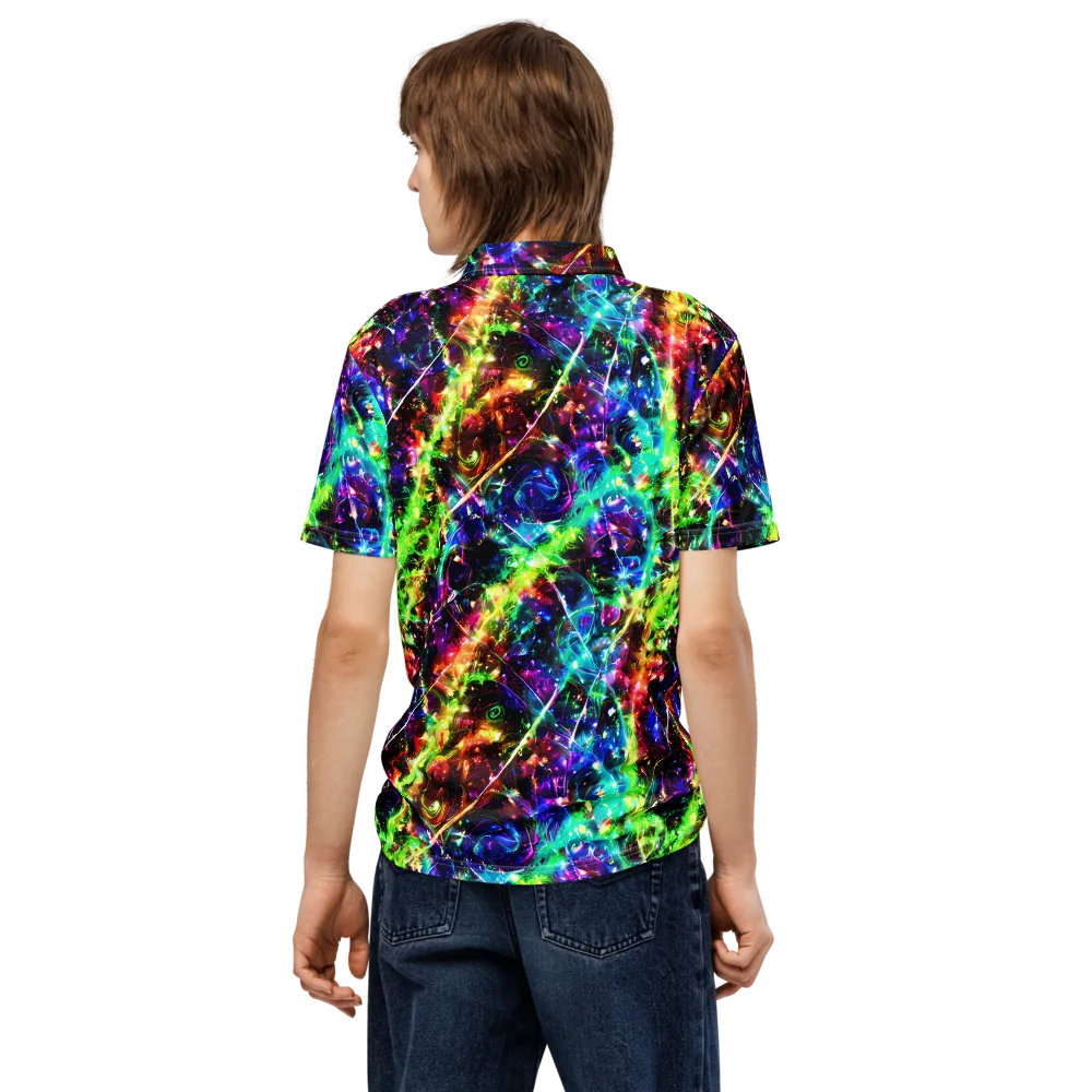 Electric Kaleidoscope on Men's Slim Fit Polo Shirt — Back