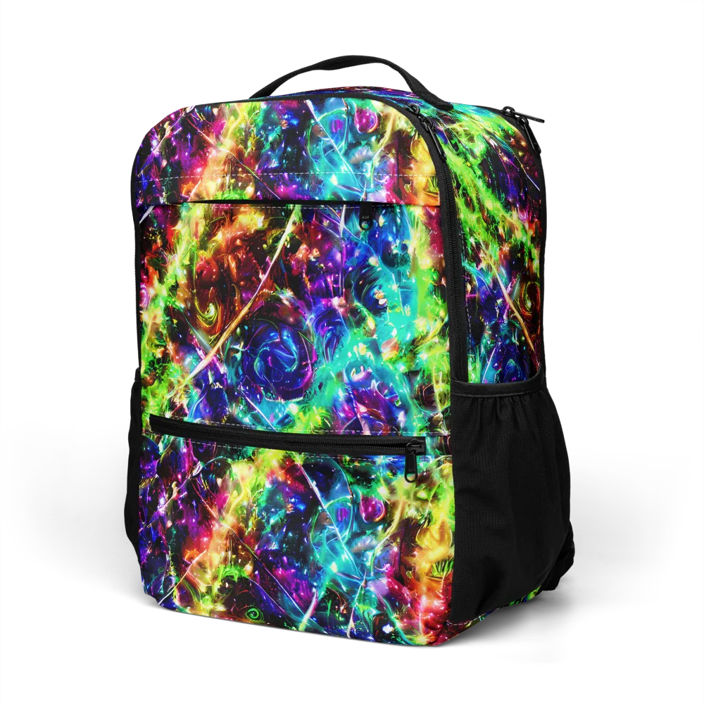 Electric Kaleidoscope on Utility Backpack — Left Front