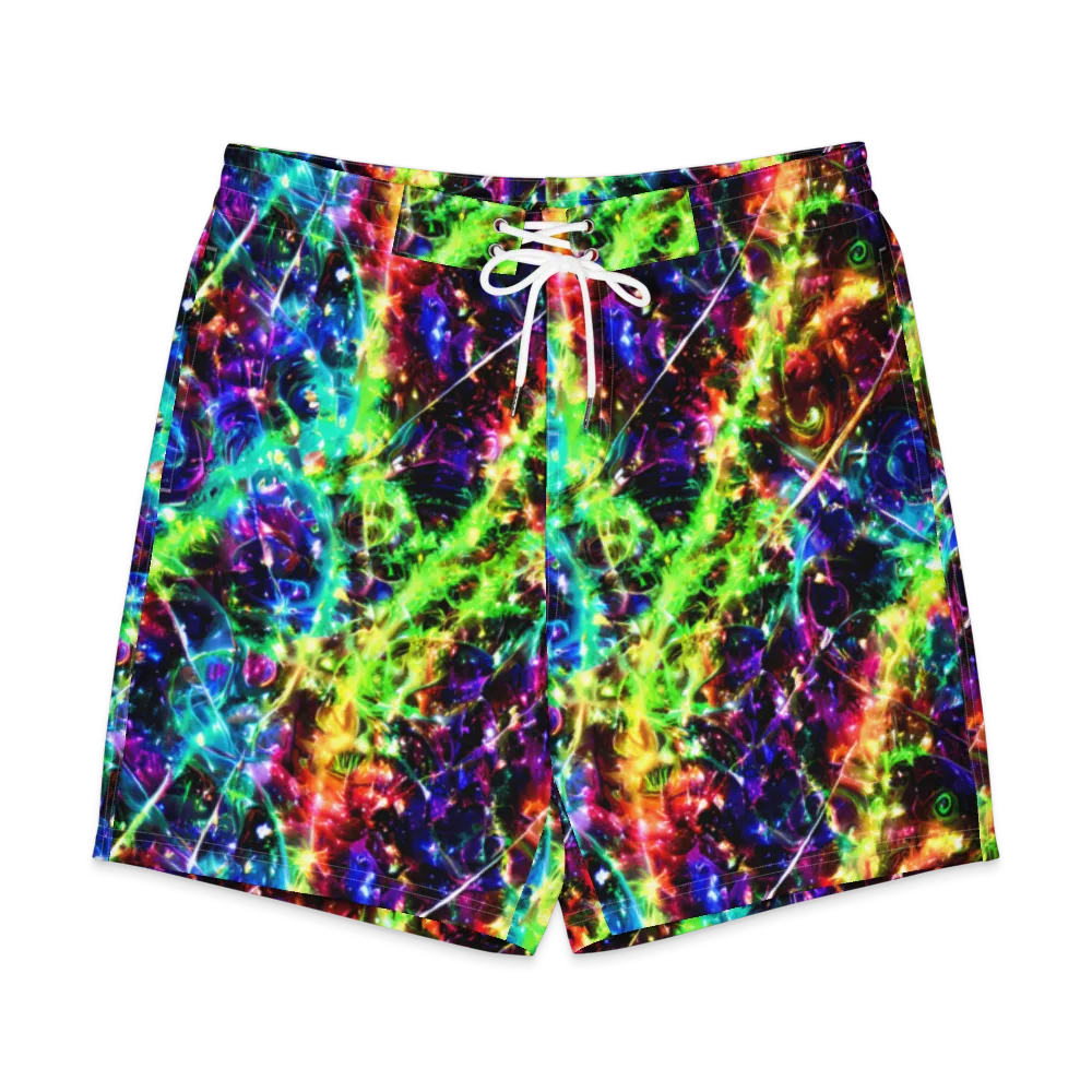 Electric Kaleidoscope on Men's Board Shorts — Front