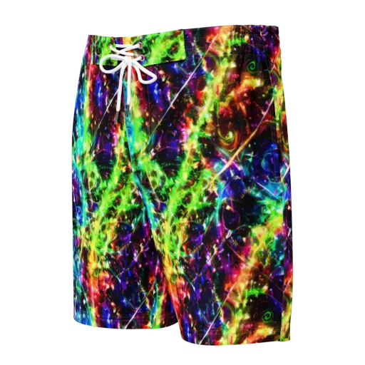 Electric Kaleidoscope on a Men's Board Shorts