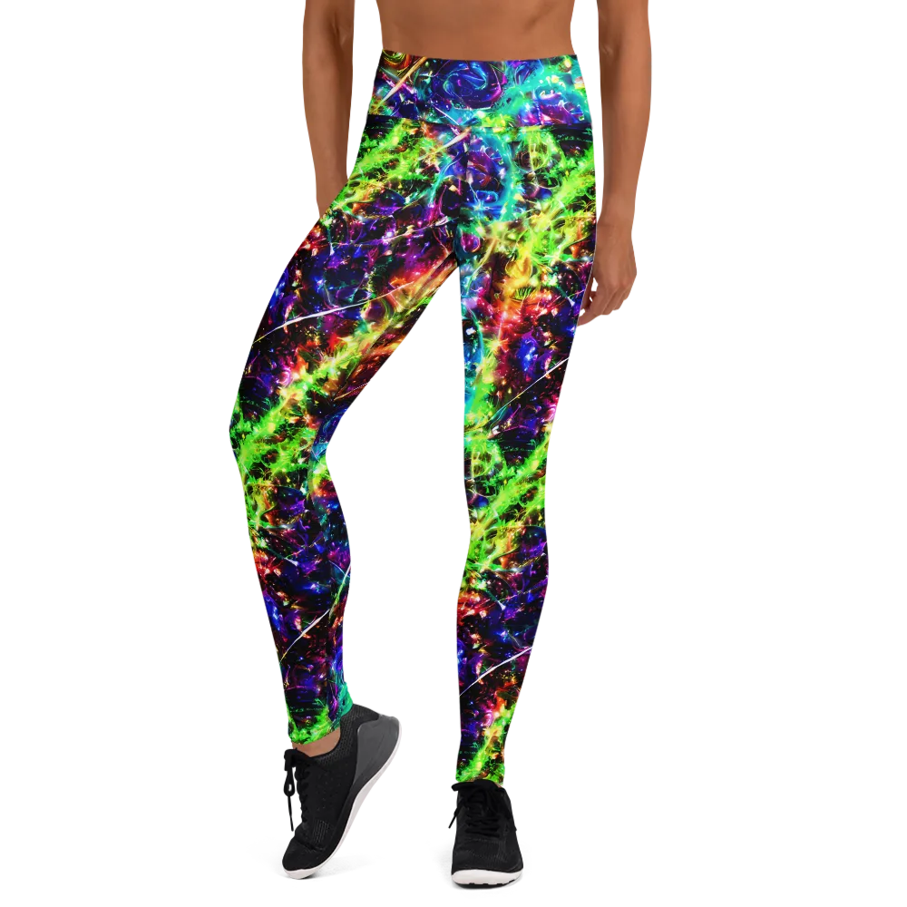 Electric Kaleidoscope on Yoga Leggings — Front
