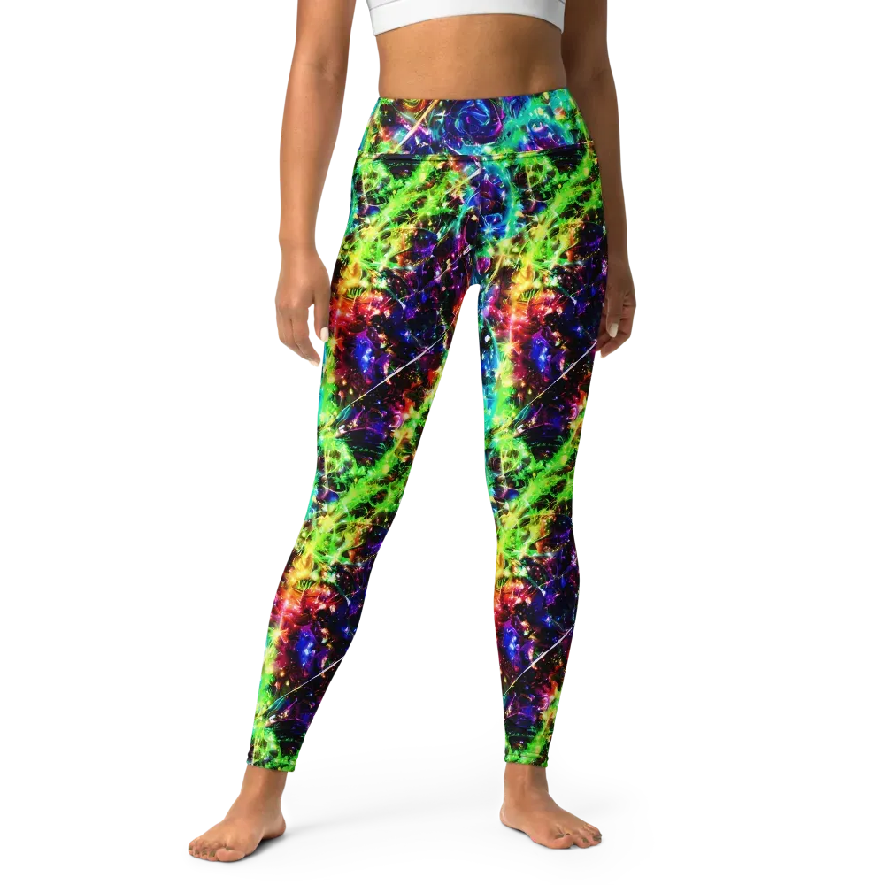 Electric Kaleidoscope on Yoga Leggings — Front