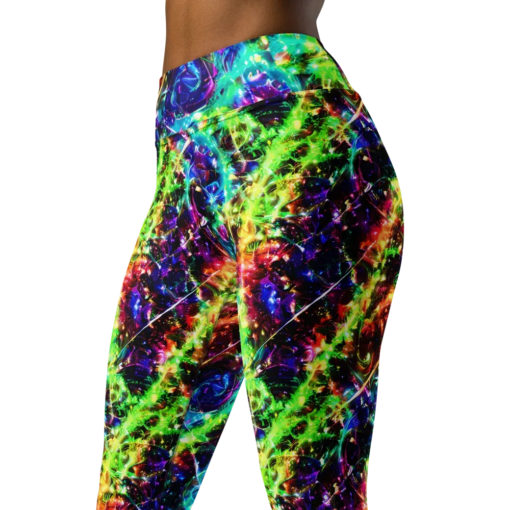 Electric Kaleidoscope on Yoga Leggings — Left Front