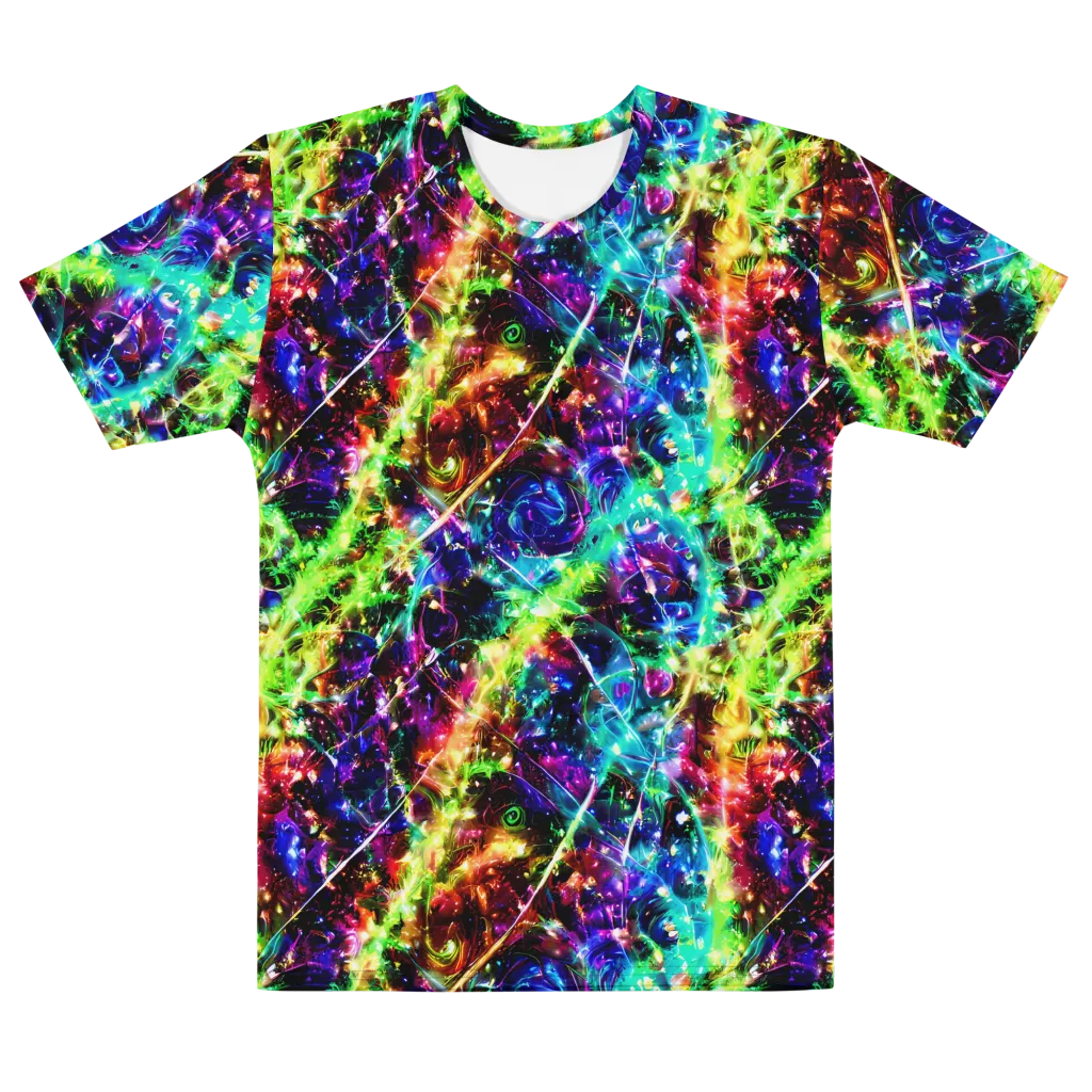 Electric Kaleidoscope on Men's Cotton Crew Neck T-Shirt — Front