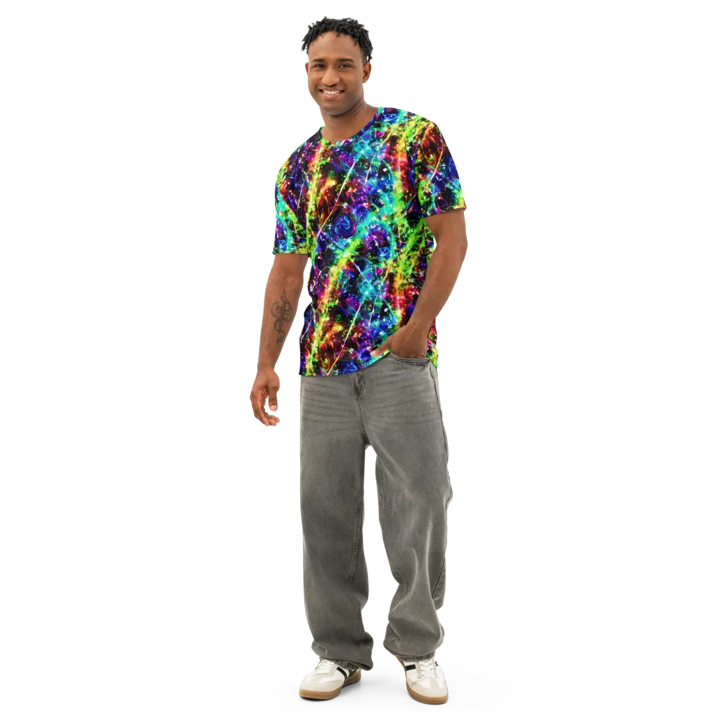Electric Kaleidoscope on Men's Cotton Crew Neck T-Shirt — Front