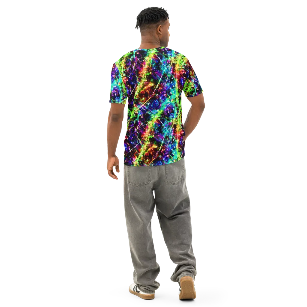 Electric Kaleidoscope on Men's Cotton Crew Neck T-Shirt — Back