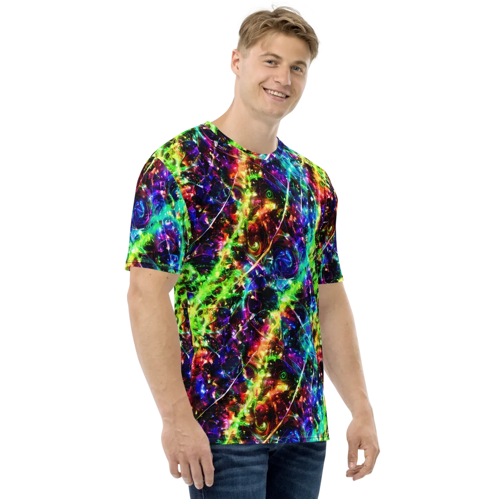 Electric Kaleidoscope on Men's Crew Neck T-Shirt — Right