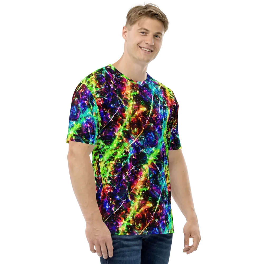 Electric Kaleidoscope on Men's Crew Neck T-Shirt — Right