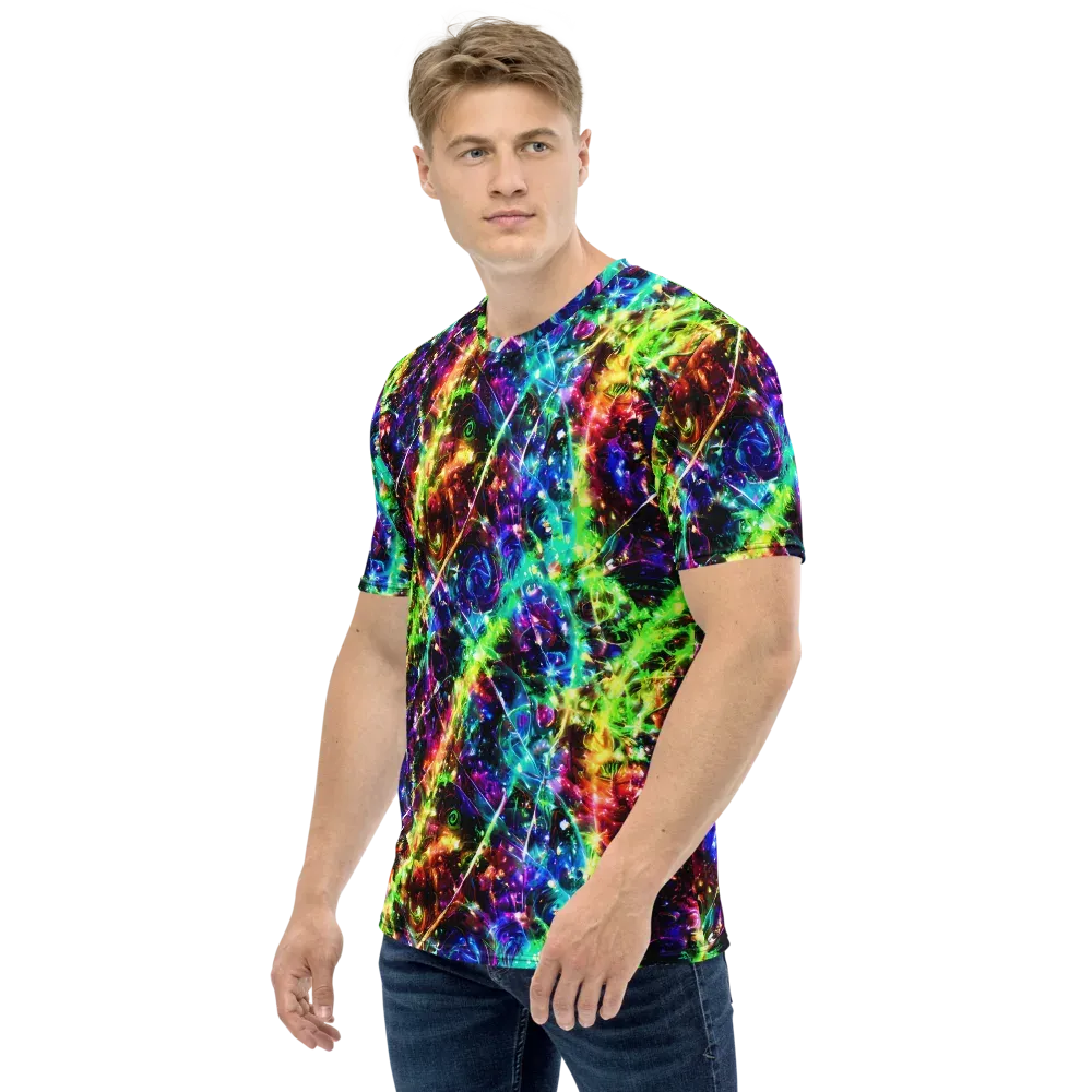 Electric Kaleidoscope on Men's Crew Neck T-Shirt — Left