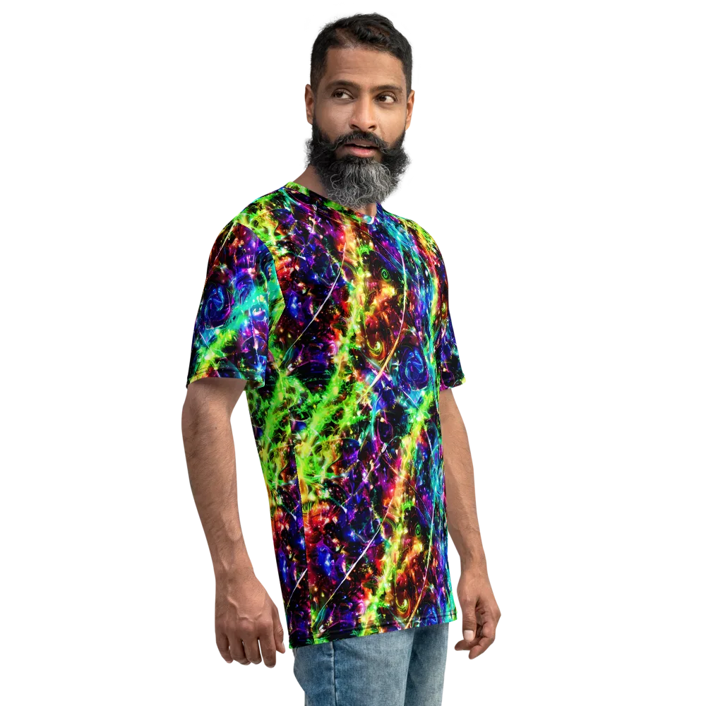 Electric Kaleidoscope on Men's Crew Neck T-Shirt — Right
