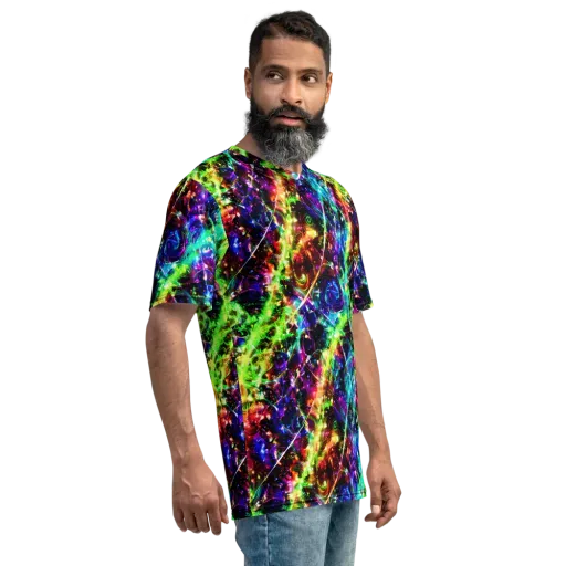 Electric Kaleidoscope on a Men's Crew Neck T-Shirt
