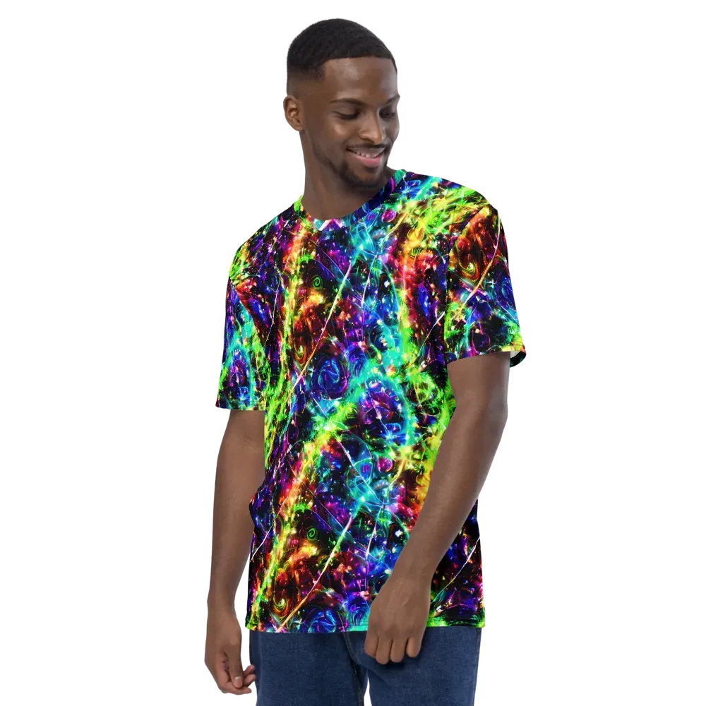 Electric Kaleidoscope on Men's Crew Neck T-Shirt — Left