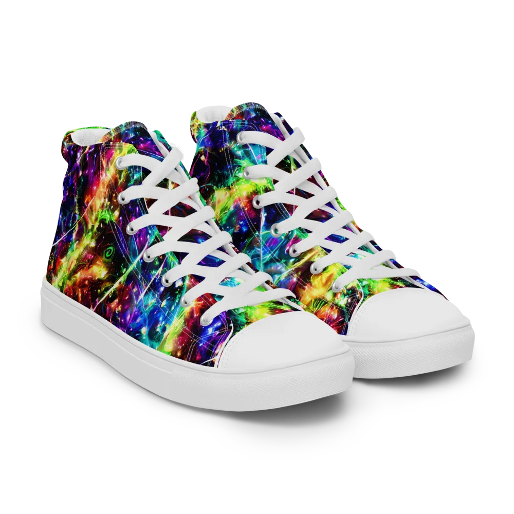 Electric Kaleidoscope on Men's High Top Canvas Shoes — Right Front