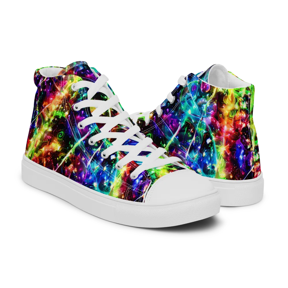 Electric Kaleidoscope on Men's High Top Canvas Shoes — Right